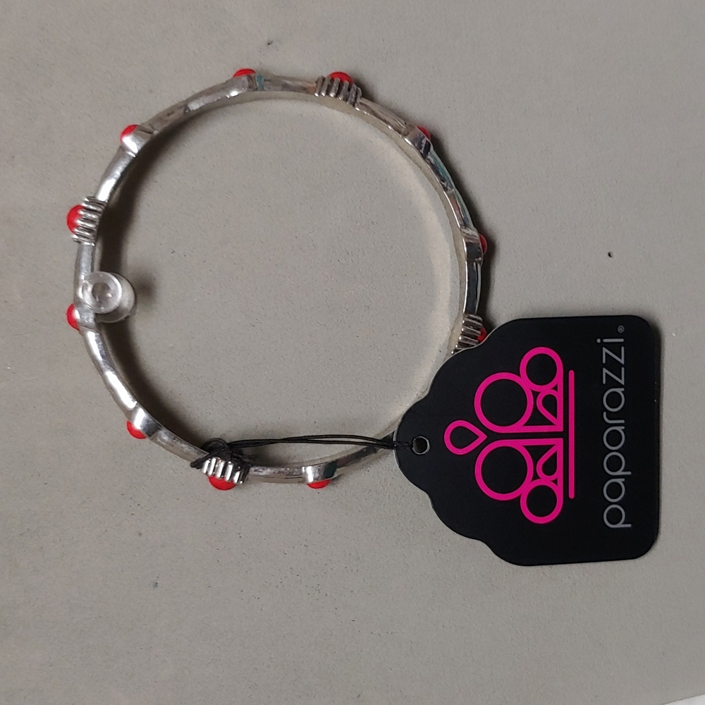Paparazzi Silver textured bangle bracelet